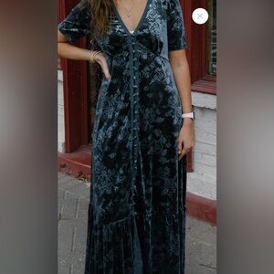 Slate Blue Velvet Dress